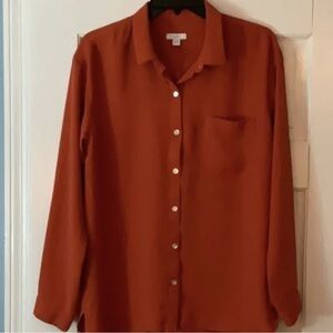 Rust Button-Up Blouse